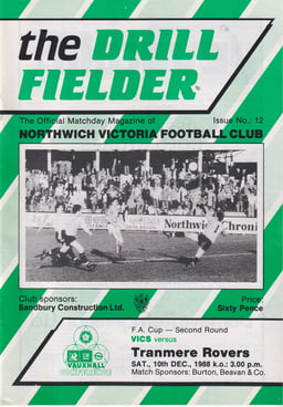 Northwich Victoria v Tranmere Rovers Match Programme 1988-12-10
